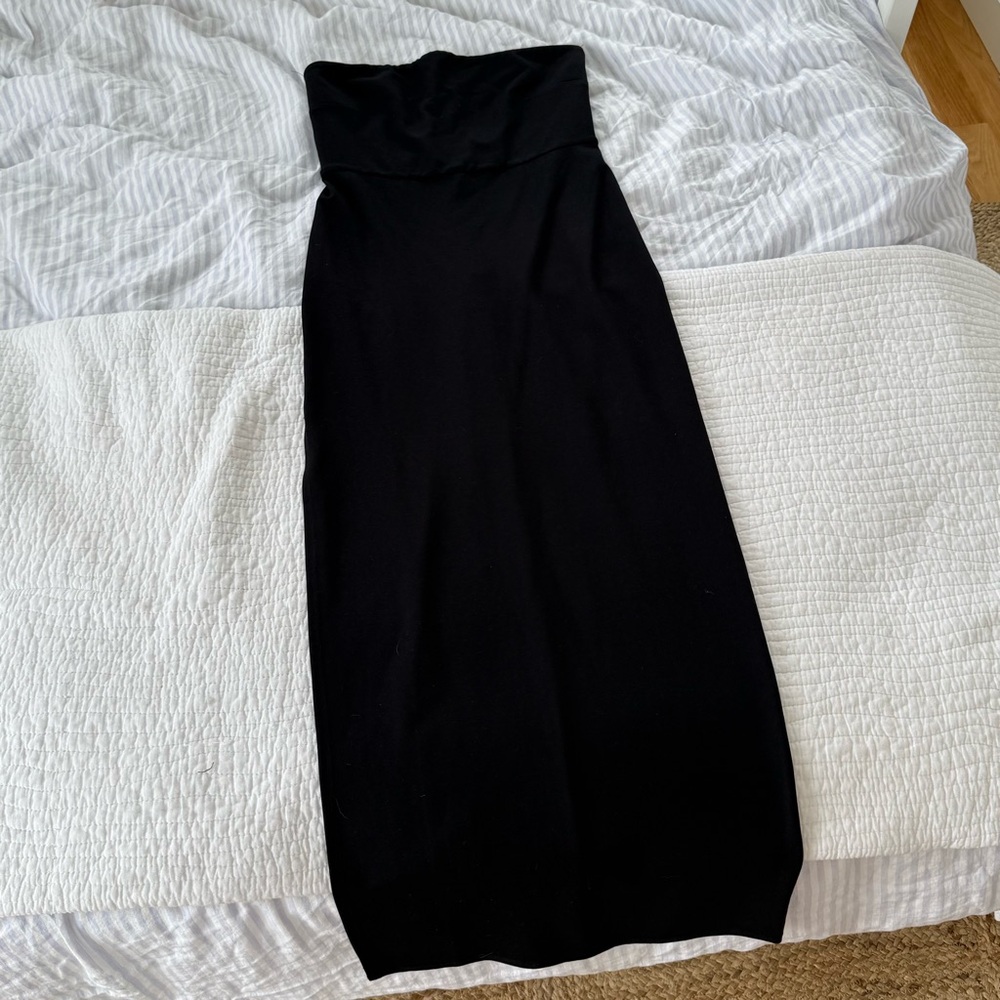 NBD Strapless Black Bodycon Midi Dress